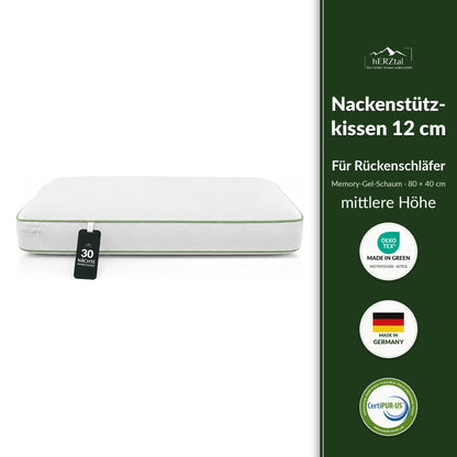 hERZtal Nackenstützkissen 12 cm – mittlere Höhe für Rückenschläfer