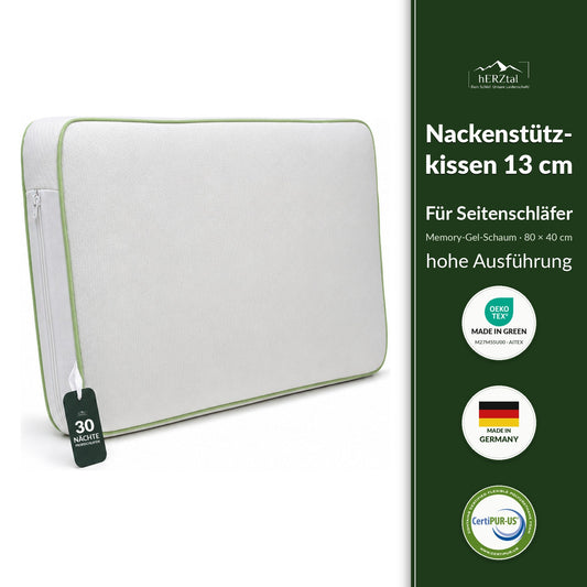 hERZtal Nackenstützkissen 13 cm – hohe Ausführung für Seitenschläfer
