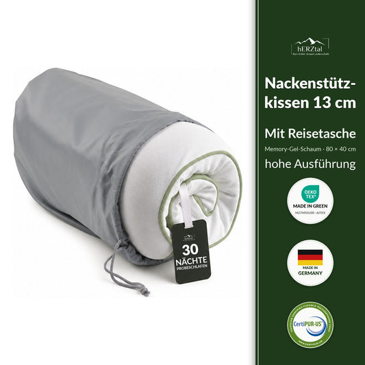 hERZtal Nackenstützkissen 13 cm mit Reisetasche