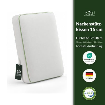 hERZtal Nackenstützkissen 15 cm – höchste Ausführung für breite Schultern