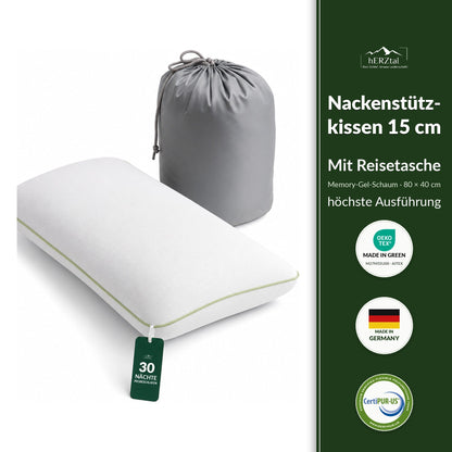 hERZtal Nackenstützkissen 15 cm mit Reisetasche