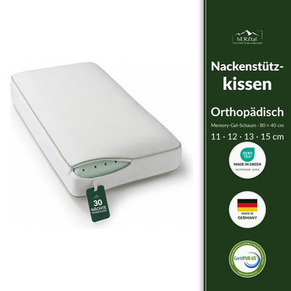 hERZtal Orthopädisches Nackenstützkissen – Memory-Gel-Schaum, 80 × 40 cm, vier Höhen