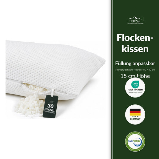 hERZtal Flocken-Nackenstützkissen 15 cm – Füllung individuell anpassbar
