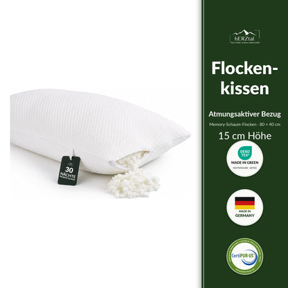 hERZtal Flocken-Nackenstützkissen 80 × 40 cm – atmungsaktiver Bezug