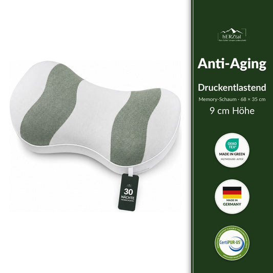hERZtal Anti-Aging Kissen 9 cm – Memory-Schaum, druckentlastend