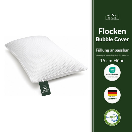 hERZtal Flocken-Nackenstützkissen Bubble Cover 15 cm – anpassbare Füllung