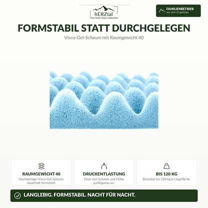 hERZtal Visco-Gel Topper – Raumgewicht 40, formstabil
